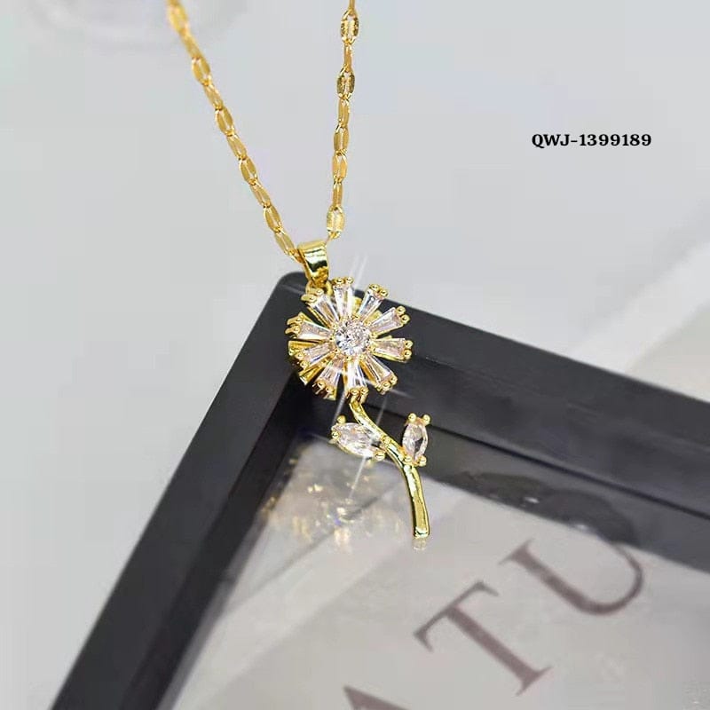 Flower Rotation Pendant Necklace – Golden | Premium China Quality